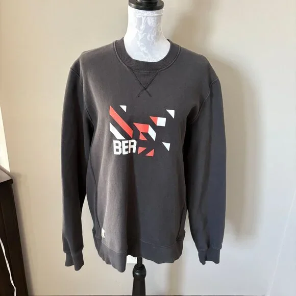 Tracksmith Mens Gray Black Crewneck Sweatshirt Size Large Cotton Blend - Picture 5 of 5